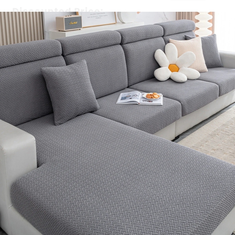 Gray Sectional Sofa with Flower Pillow